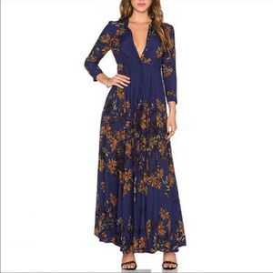 RARE Free People Blue After The Storm Floral Print Maxi Dress